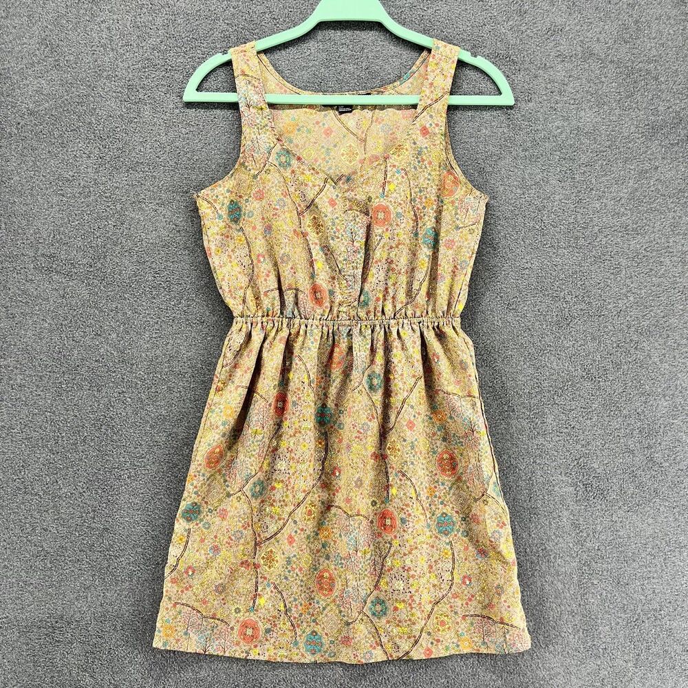 Forever 21 Yellow Floral Mini Dress with Teal and Coral Accents